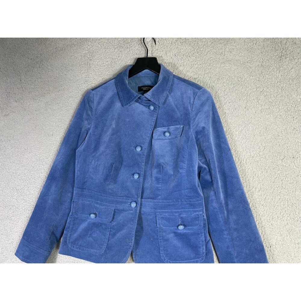Talbots Womens Blue Corduroy Utility Jacket Mock Neck Button Front Size 8 - Picture 6 of 12